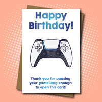 
              Gaming inspired PS5 Controller Gamer Birthday Card
            