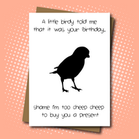 Little Birdy Cheap Funny Birthday Card