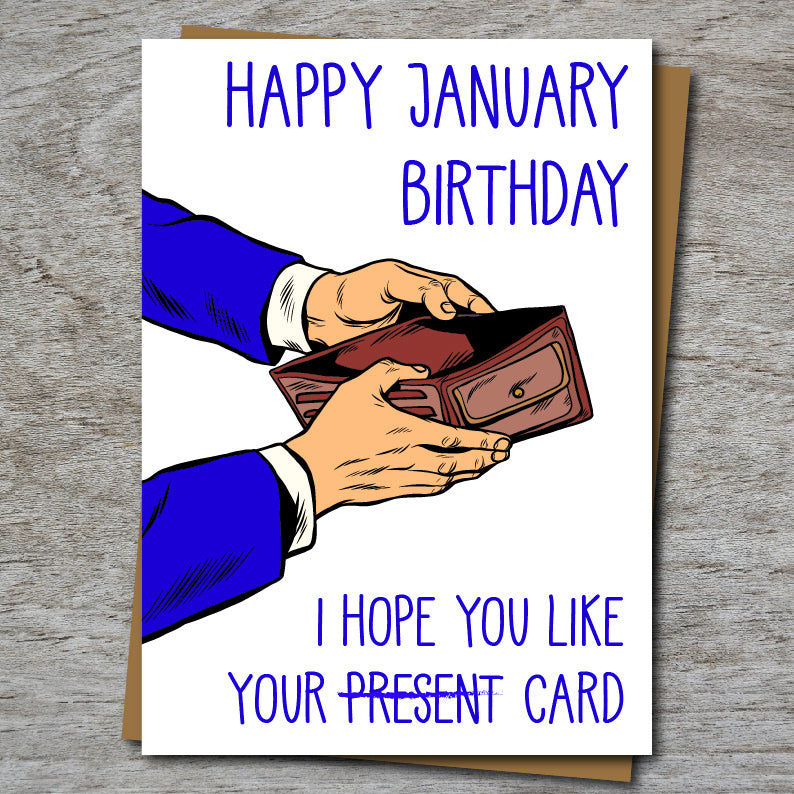 Happy Skint January Birthday Card